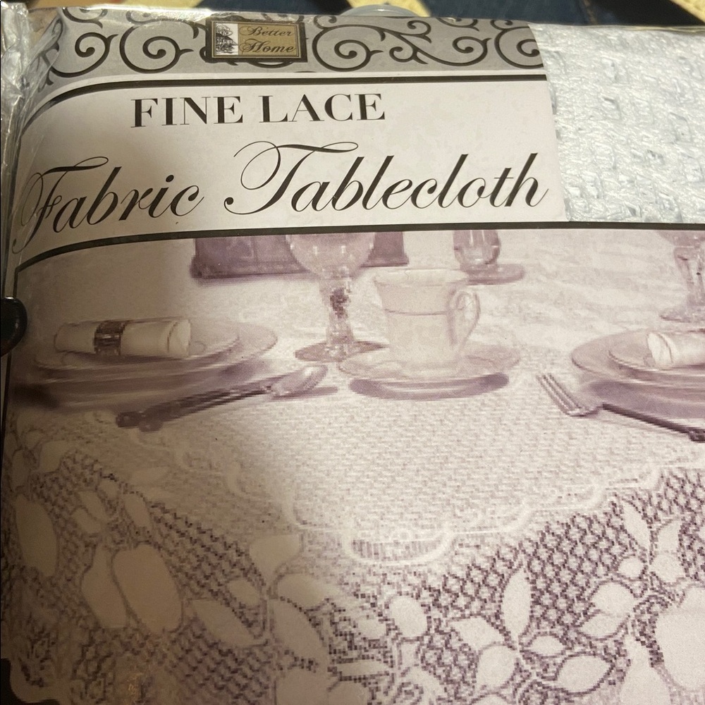 Chic White Fine Lace Tablecloth by Better Home 70” Round. - Picture 2 of 6